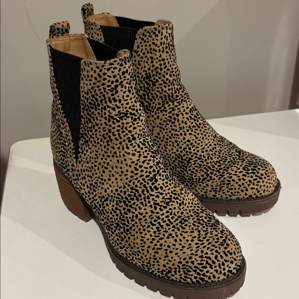 MIA Tan and Black Patterned Ankle Boots